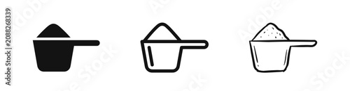Tableau sur toile Measuring scoop for powder icon set in solid, line, and sketch styles