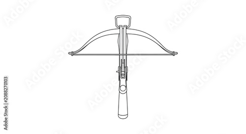 Fotografie Line art crossbow illustration on a white background