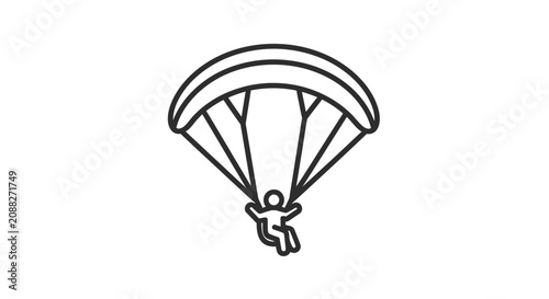 Bild auf Leinwand Paraglider Silhouette Icon On White Background Linear Style