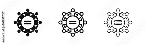 Diversity and Equality Icon Set, People Around Circle with Equality Sign