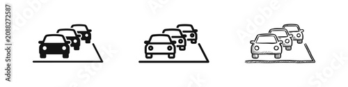Photos Traffic jam and car queue icons set, road congestion and parking symbols, flat a