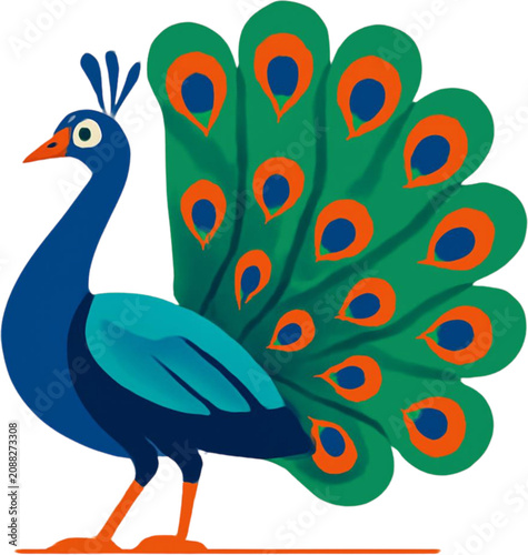 peacock on white background