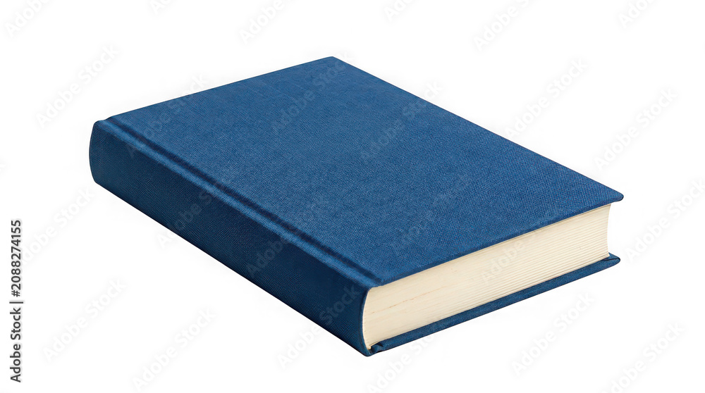 Fototapeta premium Closed blue hardback book isolated on a transparent background.