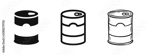 Tin Can Food Storage Icons Set