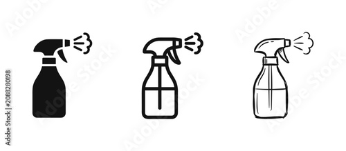 Cuadro en lienzo Spray bottle icon set for cleaning and gardening