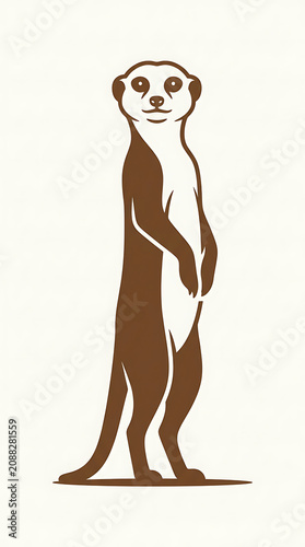 Simple brown meerkat standing in alert posture icon