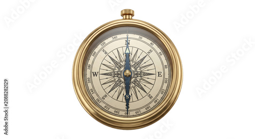 Konstfotografi Antique brass compass with detailed nautical rose and cardinal directions