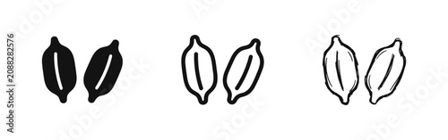 Quadro su tela Cardamom pods icon set, organic spice and seasoning symbols