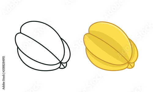Quadro su tela A side-by-side children's coloring vector graphic asset featuring a carambola st