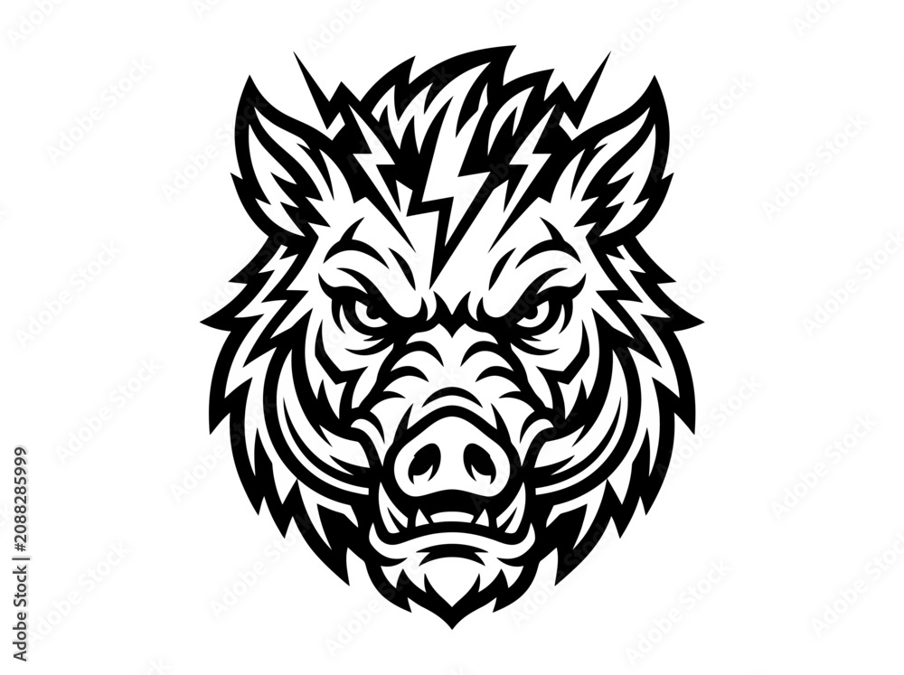 Fototapeta premium Aggressive Boar Head Mascot Logo - Wild Animal Vector Art
