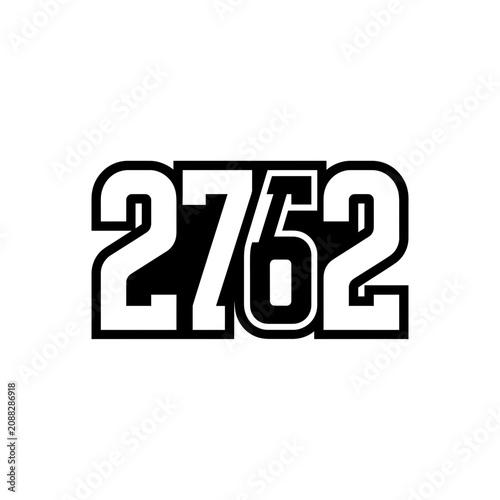 Valokuva Bold Number 2762 Graphic Design, Bold Font, Isolated on White Background
