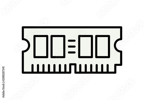 Bild auf Leinwand Tarjeta de memoria ram de ordenador en color blanco y negro