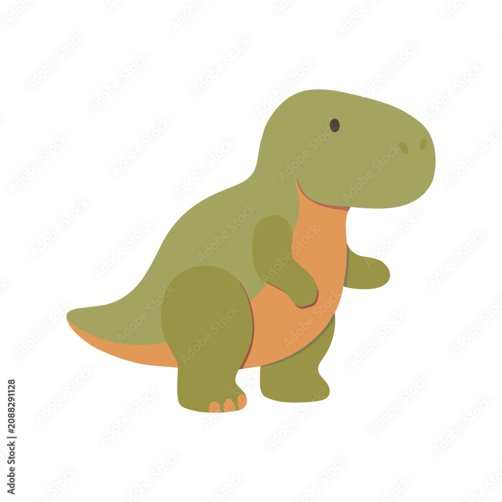 Obraz premium Dinosaur Forest Illustration with Prehistoric Trees in Cute Kawaii Style