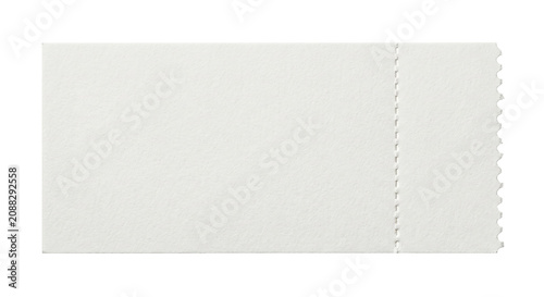 Cuadro en lienzo Blank white ticket with perforated edge and dashed line for tearing