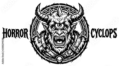Photos Horror Cyclops Monster Graphic Illustration, One Eyed Creature Tattoo Design