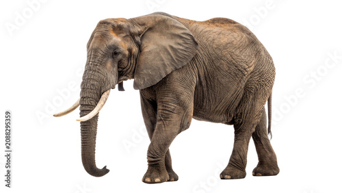Foto Large wild African elephant mammal animal standing isolated on a transparent bac