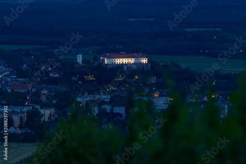 Lendava castle and town establishing night scene
