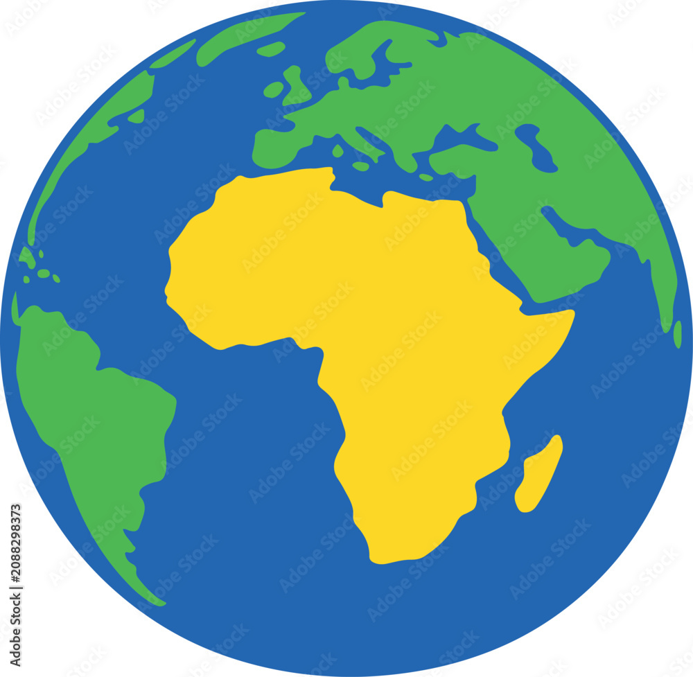 Fototapeta premium Colorful Earth Globe Highlighting Africa