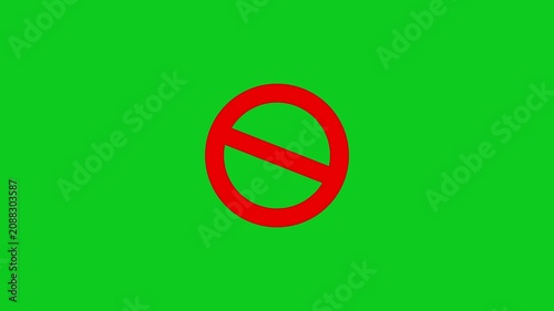 prohibited icon green screen animated icon animation. Animated of prohibited circle sign in red looping motion graphic video.
