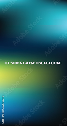 Vivid blue and yellow gradient mesh background, with green and, black accents