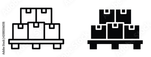 Pallet icon. Element of logistics for mobile concept and web apps icon. Stack of cardboard boxes on wooden pallet for warehouse storage, logistics delivery and shipping icon set. Vector Illustration.