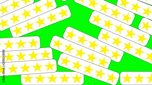 Five stars rating video animation, star review concept, Accumulating on Green Screen