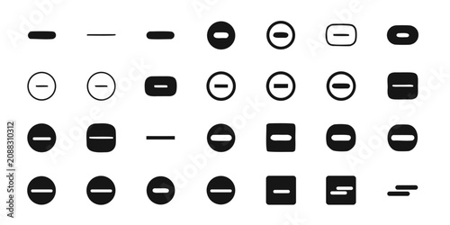Canvas Print minus icon set, modern flat black vector illustration symbol of subtraction or r