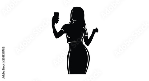 Foto Woman Taking Selfie Silhouette Against White Background