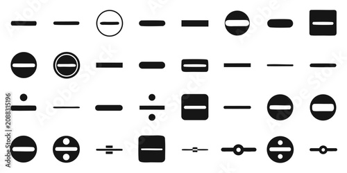 Photos minus icon set, flat black vector illustration symbol of subtraction or stop sig