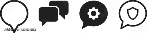 Fotografie Speech Bubble Chat Icon Set with Blank Comment Double Discussion Settings Gear a