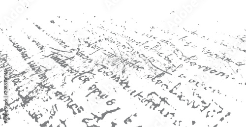 Tableau sur toile Scattered grey handwritten script fragments on a white background handwriting te