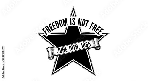Juneteenth Celebration Graphic Design with Star Emblem and Scroll