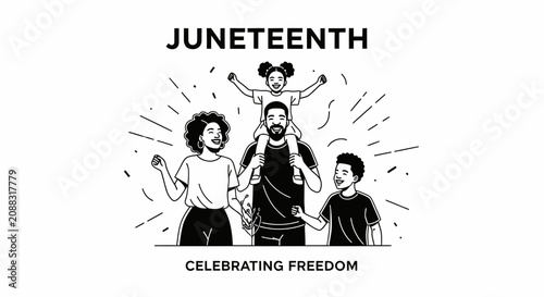 Konstfotografi Juneteenth Celebration Illustration with Happy Black Family