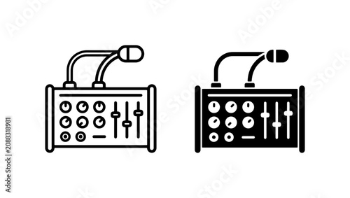 Photos Audio Mixer Icons, Soundboard Vector Graphics, Music Production Equipment
