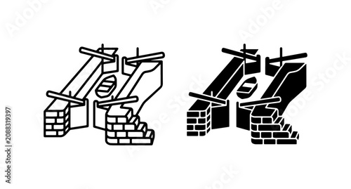 Tableau sur toile Canal Lock System Vector Icons, Waterway Navigation, Engineering Design