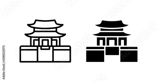 Obraz na plátně Asian Pagoda Icons, Traditional Architecture, East Asian Temple Symbols