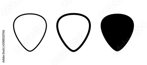 Fotografie Guitar Picks, Music Accessories, Vector Icons, Black and White