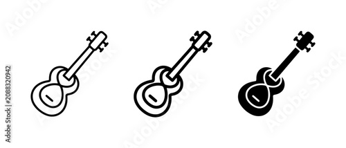Fotografía Guitar Icons Set, Musical Instrument Vector Graphics, Music Symbols