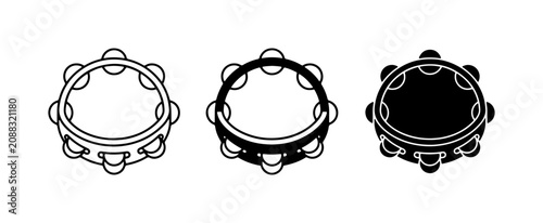 Obraz na płótnie Tambourine Icons: Outline, Filled Outline, Solid Black