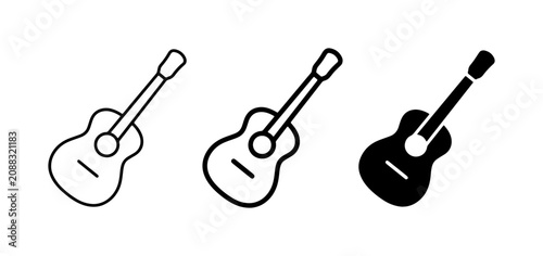 Foto Acoustic Guitar Icons, Music Symbols, Vector Graphics