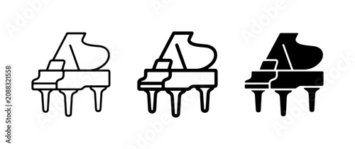 Canvas Print Grand Piano Icons Set, Music Instrument Vector Graphics, Performance Symbols