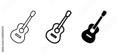 Foto Acoustic Guitar Icons, Music Symbols, Vector Graphics