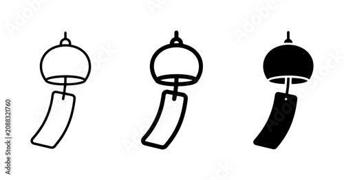 Fotografi Japanese Wind Chime Icons, Fuurin Vector Set, Traditional Sound Element