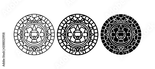 Photos Circular Aztec Sun Stone Vector Designs, Ancient Calendar Motifs