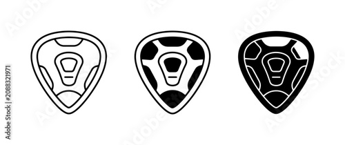 Obraz na plátně Guitar Picks Set, Music Accessories, Instrument Picks, Black and White Icons