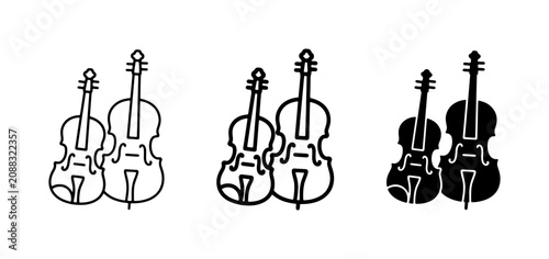 Tableau sur toile Violin and Cello Icons, Musical Instrument Vector Set, Classical Music Symbols