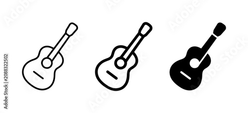 Obraz na plátně Acoustic Guitar Icons, Music Symbols, Vector Graphics