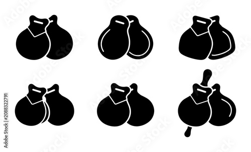 Foto Castanets Icons, Musical Instrument Symbols, Percussion Claves Vector Set
