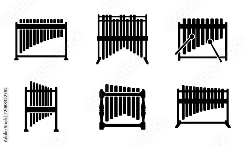 Tableau sur toile Marimba Icon Set, Vibraphone Vector Graphics, Percussion Instrument Collection