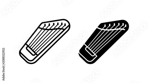 Canvastavla Guzheng Instrument Icons, Chinese Harp Vector Art, Traditional Music Symbols